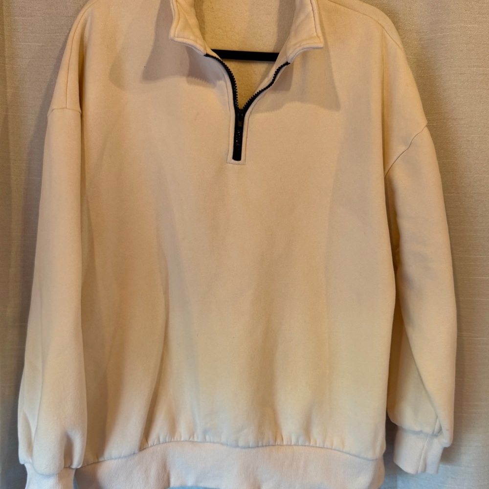 Women's Cream Half-Zip Sweatshirt